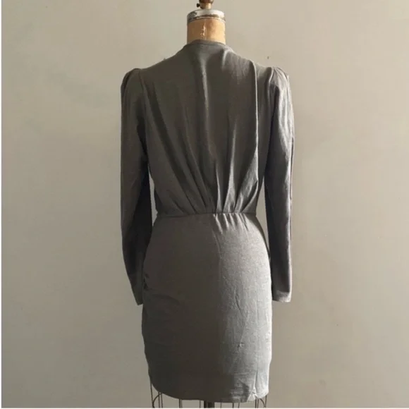 IRO] Olive green Garah ruched Stretch Linen jersey Puff pad sleeve Mini Dress